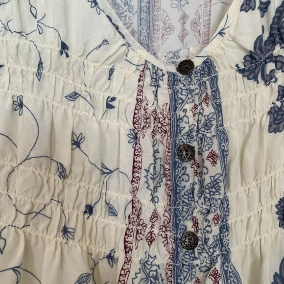 O'Neil Ladies Small Cream and Blue Boho Long Sleeve Top - Picture 7 of 10